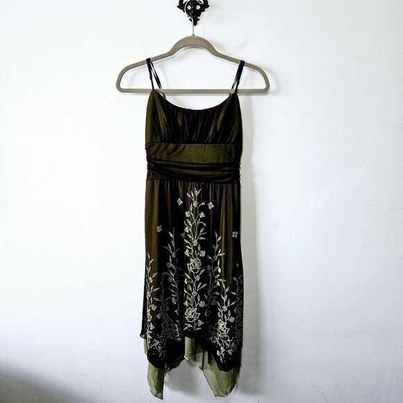 Vtg Mariposa Fairy Midi Dress Size M Green Sheer Layered Y2K Fairycore Whimsical - Picture 2 of 7